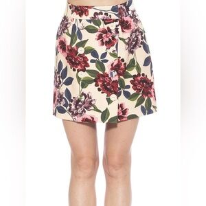 Alexia Admor Sz 10  Floral Mini Skirt - Cream and Pink floral